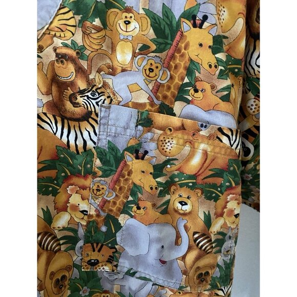 XL S.C.R.U.B.S. 100% Cotton African Animal Top Unisex Check Measurements - Picture 2 of 8